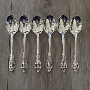 6 Oneida Community Silverplate Silver Artistry Oval Soup Place Spoon 1965